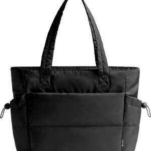 Women`s Puffy Tote Bag Lightweight Quilted Zipper Travel Work Purse